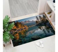 Zerbino Ingresso Casa Foreste Conifere E Laghi Antiscivolo e Assorbente, 60x120 cm Tappeto Entrata Interno Tramonto Sui Laghi Alpini Tappetino Pelo Corto per Cucina, Porta e Corridoio, Lago Verde