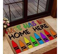 zerbino ingresso casa LGBT - L'odio non ha casa qui - Zerbino arcobaleno con pastelli a cera