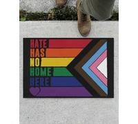 zerbino ingresso casa L'odio non ha casa qui, zerbino per interni ed esterni con bandiera dell'orgoglio del progresso