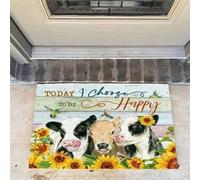 zerbino ingresso casa Oggi scelgo lo zerbino Happy Cow Farm Animals Sunflower, resistente e morbido velluto.