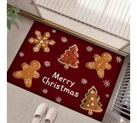 Zerbino Ingresso Casa, Omino Pan Zenzero Tappeto Ingresso Interno, Zerbino Albero Natale E Fiocchi Neve Antiscivolo E Essorbente, Tappeto Lavabile In Lavatrice 50 X 80 Cm, Rosso Intenso
