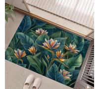 Zerbino Ingresso casa Piante Tropicali - 50x80 cm - Tappetino con Foglie Uccello Del Paradiso - per Ingresso Esterno e Interno - Fondo Antiscivolo - Pulizia Facile - Arredo e Regali Casa - Verde Scuro