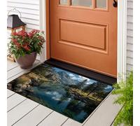 Zerbino Ingresso Casa Torrente Roccioso Antiscivolo e Assorbente, 60x90 cm Tappeto Entrata Interno Laghi Alpini Lavabile in Morbida Microfibra Tappetino Pelo Corto per Cucina, Porta e Corridoio, Blu