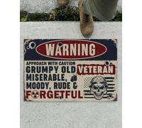 zerbino ingresso casa Veterano scontroso, miserabile, lunatico, maleducato, avvertimento, divertente, zerbino per interni ed esterni