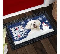 zerbino ingresso casa Zerbino Bichon Frise con fiocchi di neve di Natale