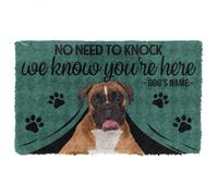 zerbino ingresso casa Zerbino con nome personalizzato Boxer Dog We Know Youre Here
