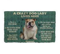 zerbino ingresso casa Zerbino con nome personalizzato Bulldog, una pazza amante dei cani vive qui