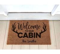 zerbino ingresso casa Zerbino da caccia al cervo personalizzato Benvenuto nella nostra cabina Corna