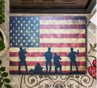 zerbino ingresso casa Zerbino da combattimento con bandiere americane e soldati retrò per veterani