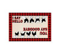 zerbino ingresso casa Zerbino divertente con pollo contadino: Io dico ciao, tu dici addio