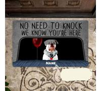 zerbino ingresso casa Zerbino personalizzato con cane horror per Halloween, zerbino Sappiamo che sei qui