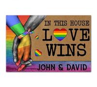 zerbino ingresso casa Zerbino personalizzato con nome personalizzato Mr & Mrs - Lgbtb In This House Love Win Zerbino
