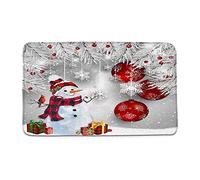 Zerbino Ingresso Christmas Snowman Cute Snowman Red Xmas Ball Pine Twig Snowflake Gift Box Red Bird Zerbino Assorbente Antipolvere Tappeto Ingresso Per Corridoio Posteriori 40X60Cm