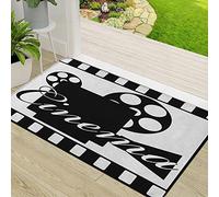 Zerbino Ingresso,Cinema Proiettore cinematografico monocromatico all'interno di una cornice a strisce Mode,Antiscivolo Assorbente Resistente allo sporco Tappeto Cucina Tappeto Tappeto Entrata Zerbino