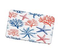 Zerbino Ingresso Coastal Starfish Seashell Coral Reef Ocean Beach Themed Summer, Lavabile Tappetino Da Bagno Classico Tappeto Da Esterno 40X60Cm Per Terrazzo Cortile Esterno