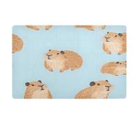 Zerbino Ingresso Cute Capybara Flanella Tappetino Di Benvenuto Antipolvere Zerbini Per Esterno Interno Porte Anteriori 40X60Cm