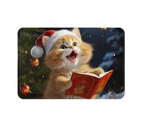 Zerbino Ingresso Cute Cat Sing Christmas Carols, Divertenti Tappetino Da Bagno Morbido Tappeto Da Cucina 40X60Cm Per Cortile Casa Esterno
