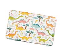 Zerbino Ingresso Cute Colorful Dinosaurs Flowers White Funny Cartoon Animals, Lavabile Tappetino Di Benvenuto Morbido Tappeto Ingresso 40X60Cm Per Giardino Interno Ingresso