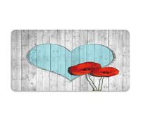 Zerbino Ingresso Esterno Cuore Blu Grigio Tappeto Salotto Poliestere Zerbino Ingresso Interno Moderno Tappeti Soggiorno Cucina Lavabile Tappeto da Esterno Antiscivolo Tappeti Moderni 120x160