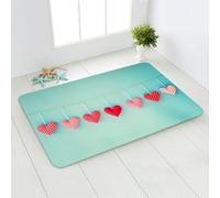 Zerbino Ingresso Esterno Cuore Blu Tappeto Ingresso Interno Poliestere Tappeto da Esterno Cucina Moderno Salotto Lavabile Tappeti Soggiorno Moderni Antiscivolo Tappetto 50x80cm