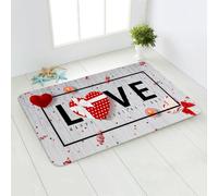 Zerbino Ingresso Esterno Cuore Grigio Rosso Tappeto Ingresso Interno Poliestere Tappeto da Esterno Cucina Moderno Salotto Lavabile Tappeti Soggiorno Moderni Antiscivolo Tappetto 50x80cm