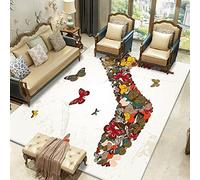 Zerbino Ingresso Esterno Farfalla Bianco Marrone Tappeto Salotto Poliestere Zerbino Ingresso Interno Moderno Tappeti Soggiorno Cucina Lavabile Tappeto da Esterno Antiscivolo Tappeti Moderni 100x120cm