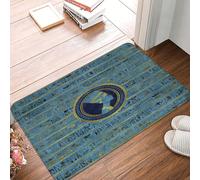 Zerbino Ingresso Esterno Gold Blue Egyptian Egypt Hieroglyphs Lavabile Zerbinotto Moderno Tappetino Entrata Per Veranda Soggiorno Bagno 60X40Cm