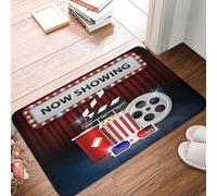 Zerbino Ingresso Esterno Retro Theater Movie Night Cinema Lavabile Zerbini Di Benvenuto Resistente Tappeto D'Ingresso Per Camera Ufficio Interno 60X40Cm