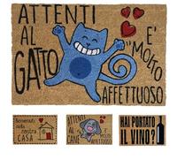 Zerbino Ingresso Esterno Simpatico 40x60cm, Cocco, Attenti al Gatto