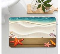 Zerbino Ingresso Esterno Tappeto Esterno Zerbino Ingresso Interno Tappeti | Morbido Spessore Flanella Durabile Lavabile in Macchina,Antiscivolo Assorbereacqua,Stella Del Mare Beige 45x75cm