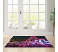 Zerbino Ingresso Esterno Viola Cuore Blu Tappeto Salotto Poliestere Zerbino Ingresso Interno Moderno Tappeti Soggiorno Cucina Lavabile Tappeto da Esterno Antiscivolo Tappeti Moderni 100x120cm