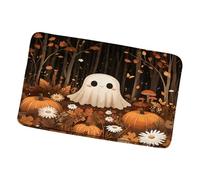 Zerbino Ingresso Forest Ghost Halloween Cute Harvest Autumn Pumpkins Maple Leaves, Indistruttibile Tappetino Porta Multiuso Tappeto Ingresso 40X60Cm Per Giardino Cucina Esterno