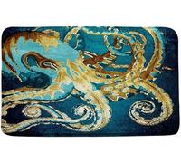 Zerbino Ingresso Golden Navy Blue Abstract Sea Kraken Tentacle Vintage Animal Underwater Marine Life Nautical Adventure Tappetini da Bagno Tappeto Entrata Interno Resistente Door Mat per 40X60CM
