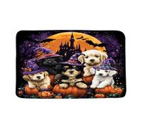 Zerbino Ingresso Halloween Dog Horror Pumpkin Haunted House Bats Full Moon Dead Tree Spooky Scary Night Tappetino Porte Facile Da Pulire Lavabile Asciugapassi Per Esterno Posteriori 40X60Cm