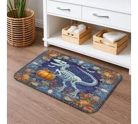 Zerbino Ingresso Halloween Skeleton Spooky Dinosaur Pumpkin, Morbido Tappetino Da Bagno Moderno Tappeto Ingresso 40X60Cm Per Casa Ingresso Cortile