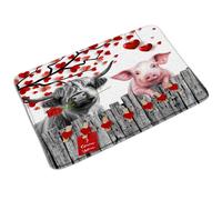 Zerbino Ingresso Highland Cows Pig Love Heart Tree Longhorn, Classico Tappetino Da Bagno Facile Da Pulire Tappeto Doccia 40X60Cm Per Casa Camera Cortile