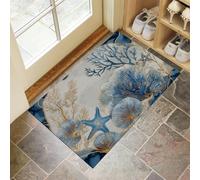 Zerbino Ingresso Interno 50 x 70 cm,Antiscivolo Assorbente Tappeto Ingresso Corallo Stella Marina,Tappetino D'Ingresso Lavabile Mondo Sottomarino Astratto,Basso Profilo Zerbino Trappola Sporco
