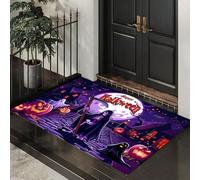 Zerbino Ingresso interno 50 x 80 cm, Tappetini per Porte da Interno Lavabili Cranio Falce, Zerbino da Interno Antiscivolo Zucche Fantasmi, Tappetino Assorbente per Ingresso Viola