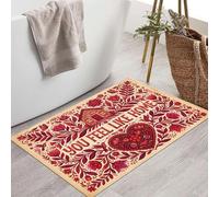 Zerbino Ingresso Interno Amore Per I Fiori Di Campagna, Zerbino Di Benvenuto Lavabile Morbida Poster Lettere In Stile Retrò, Antiscivolo Tappeto Da Decorazioni Rosso Per Casa Porta D'Ingresso, 50X80Cm