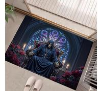 Zerbino Ingresso Interno Antiscivolo, Tappeto Ingresso Lavabile In Lavatrice, Tappeto Interno Morte Oscura, Zerbino Gotico Rimozione Della Polvere, Grigio, 50 X 80 Cm