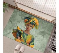Zerbino Ingresso Interno Antiscivolo, Tappeto Lavabile In Lavatrice Ritratti donne africane, Tappeto Ingresso Interno Stile moderno, zerbino Rimozione Della Polvere, grigio 50 x 80 cm
