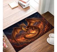 Zerbino Ingresso Interno Drago Del Tramonto Fantastico, Zerbino Di Benvenuto Lavabile Morbida Creatura Misteriosa, Antiscivolo Tappeto Da Decorazioni Marrone Scuro Per Casa Porta D'Ingresso, 80X120Cm