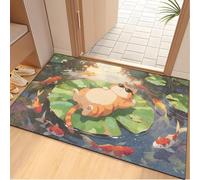 Zerbino Ingresso Interno Gatto Grasso Arancione Zerbino Antiscivolo Resistente Lavabile Rettangolare per Casa Cucina o Ufficio Assorbente Tappeto Ingresso Esterno 80x120 cm