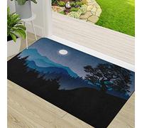 Zerbino Ingresso,Notte in montagna con la luna e l'albero delle stelle Paesaggio Terra Emblema Campo Erba,Antiscivolo Assorbente Resistente allo sporco Tappeto Cucina Tappeto Tappeto Entrata Zerbino