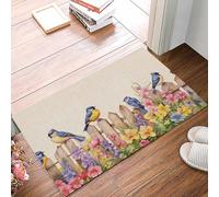 Zerbino Ingresso Spring Summer Welcome Rural Bluebirds Flowers Tappetini da Bagno Resistente Tappeto Ingresso Essorbente Tappetino Antiscivolo per Cucina Esterno Corridoi 40X60CM