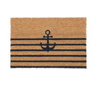 Relaxdays Zerbino da Ingresso in Cocco, Design da Mare con Ancora, 40x60 cm, Tappetino Interni e Esterni, Nero Naturale