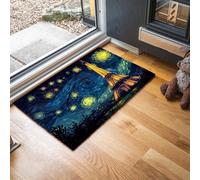 Zerbino Ingresso Torre Eiffel A Parigi Zerbino Ingresso Interno Dipinto Ad Olio Di Notte Stellata Antiscivolo Assorbente Tappeto per Ingresso, Esterno, Cucina, Camera da Letto, 40 x 60 cm, Blu Scuro
