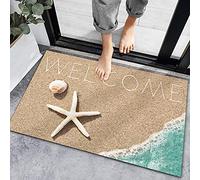 Zerbino Ingresso Welcome Letters Starfish Shell Summer Beach Door Mat Essorbente Tappeto Entrata Interno Resistente Tappetini da Bagno per Corridoi Bagno Cucina 40X60CM
