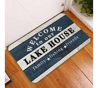 Zerbino Ingresso Welcome To Our Lake House Door Mat Lavabile Tappetino Antiscivolo Antiscivolo Tappetini da Bagno per Bagno Corridoi Esterno 40x60cm
