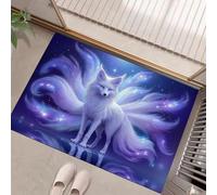 Zerbino Interno 40 X 60 Cm, Volpe A Nove Codetappetino Antiscivolo Lavabile In Lavatrice, Tappetino D'Ingresso Assorbenti Morbido Per Ingresso, Porta, Corridoio, Blu Animali Fantastici